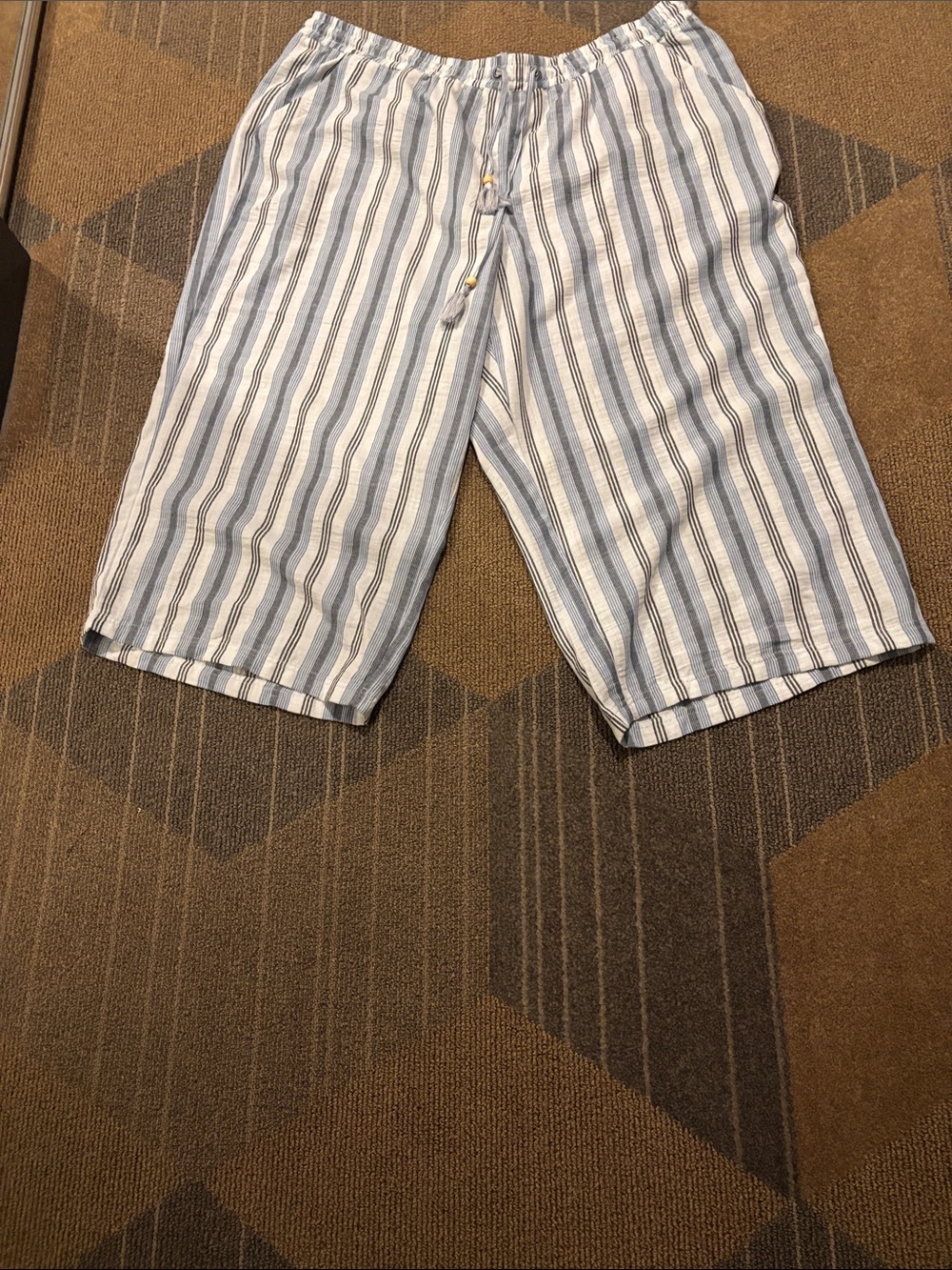 Women ‘sLightweight wide leg Striped Lounge long short- Blue & White-NWOT